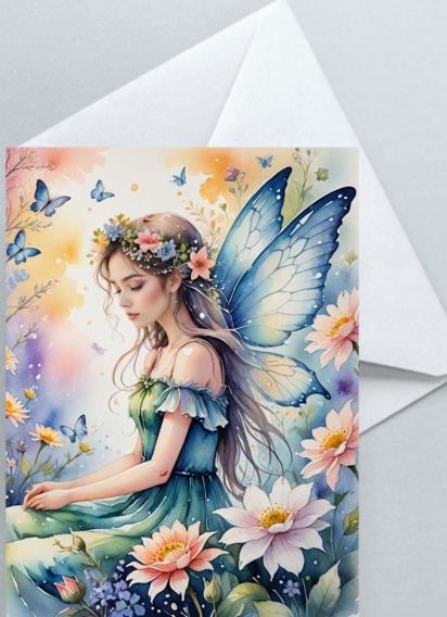Set of 2 Designs, Fairy Greeting Cards, Bulk Pack of Cards