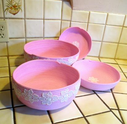 Rope Basket, Craft Storage, Catch All, Cotton Rope Bowl