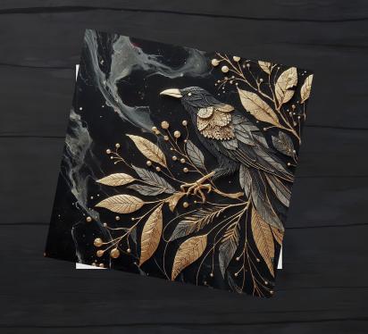 Raven Greeting Cards, Set of 4 Designs, Bulk Pack of Cards