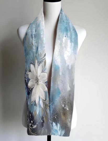 Velvet Scarf - Super Soft Long Scarf - Floral Pattern