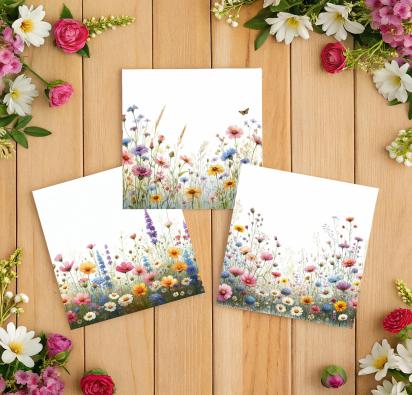 Set of Floral Gift Cards, 3 Designs, Bulk Pack of Cards