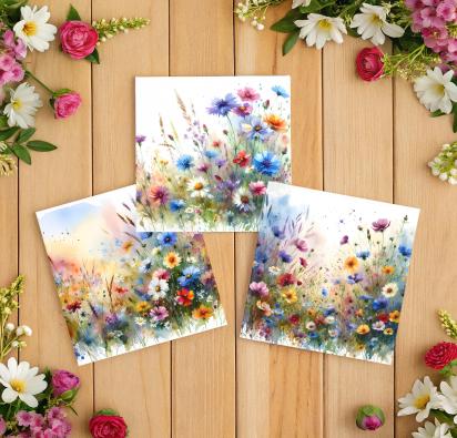 Set of Floral Gift Cards, 3 Designs, Bulk Pack of Cards