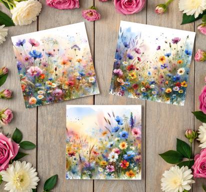 Set of Floral Gift Cards, 3 Designs, Bulk Pack of Cards