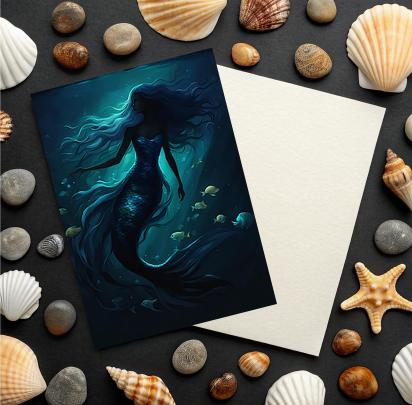 Mermaid Greeting Cards, Birthday, Invitations, Thank You Cards