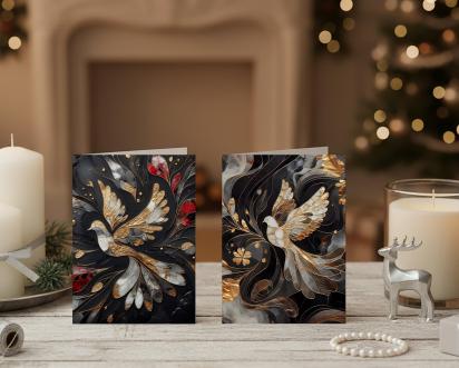 5 Pack, Dove of Peace, Holiday Greeting Cards, Bulk Pack of Christmas Gift Cards