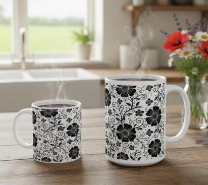 Floral Cups -  Large and Small Ceramic Mug