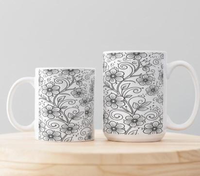 Floral Cups -  Large and Small Ceramic Mug