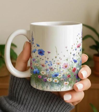 Floral Cups -  Large and Small Ceramic Mugs