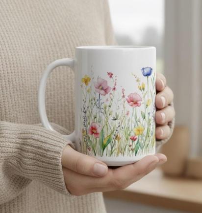 Floral Cups -  Large and Small Ceramic Mugs