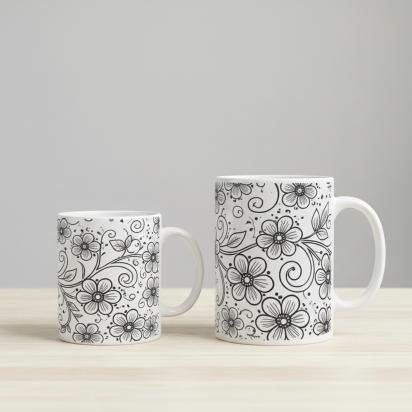 Floral Cups -  Large and Small Ceramic Mug
