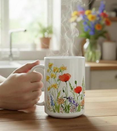 Floral Cups -  Large and Small Ceramic Mugs