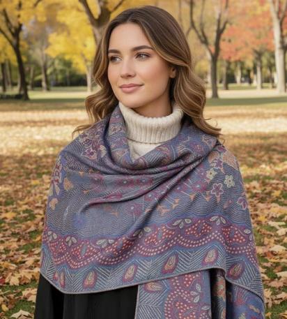 Soft Pashmina Shawl & Scarf for Women, Jacquard Brocade, Shawl, Sarong or Head Wraps