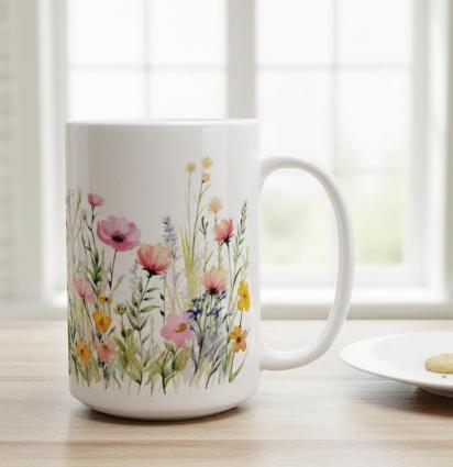 Floral Cups -  Large and Small Ceramic Mugs
