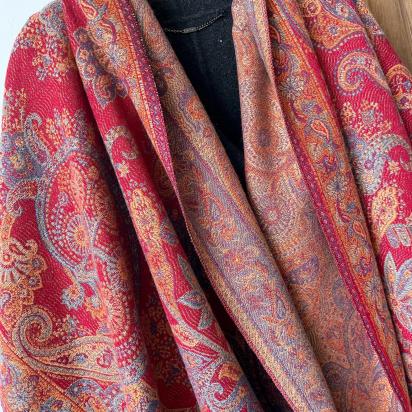 Reversible Soft Pashmina Shawl & Scarf for Women, Jacquard Brocade, Shawl, Sarong or Head Wraps