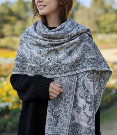 Soft Pashmina Shawl & Scarf for Women, Jacquard Brocade, Shawl, Sarong or Head Wraps