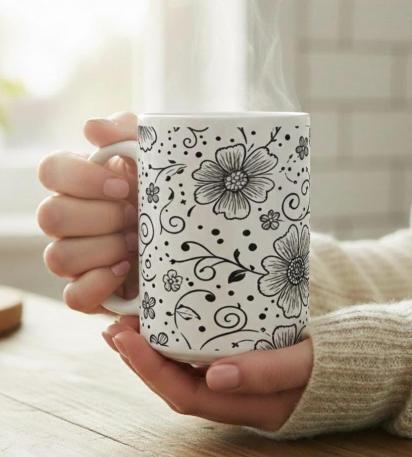 Floral Cups -  Large and Small Ceramic Mugs