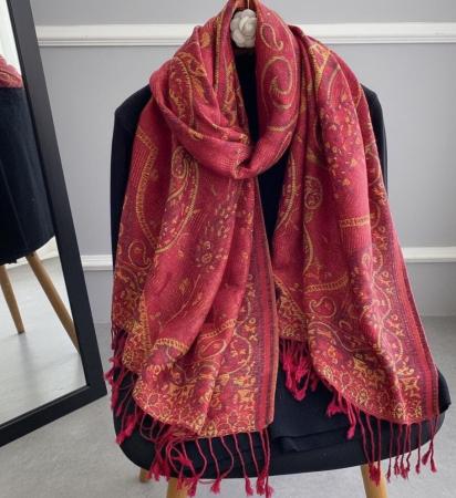 Reversible Soft Pashmina Shawl & Scarf for Women, Jacquard Brocade, Shawl, Sarong or Head Wraps