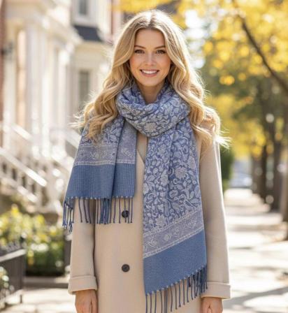 Reversible Soft Pashmina Shawl & Scarf for Women, Jacquard Brocade, Shawl, Sarong or Head Wraps