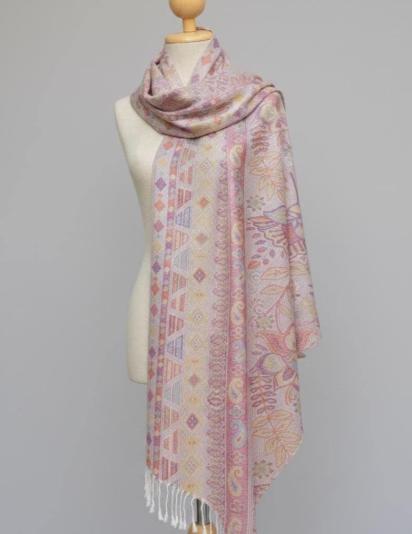 Soft Pashmina Shawl & Scarf for Women, Jacquard Brocade, Shawl, Sarong or Head Wraps