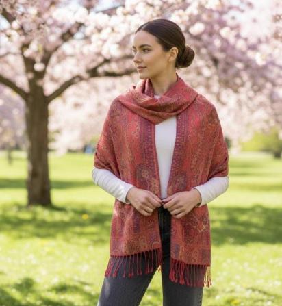 Reversible Soft Pashmina Shawl & Scarf for Women, Jacquard Brocade, Shawl, Sarong or Head Wraps