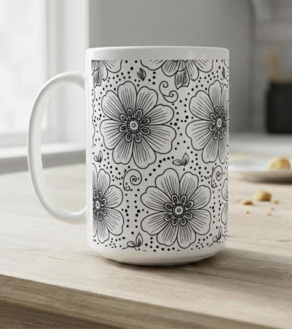 Floral Cups -  Large and Small Ceramic Mugs