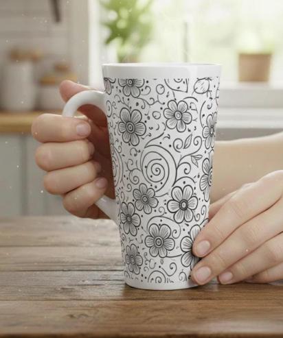 Latte 17oz Ceramic Mug - Coffee or Tea Cup, Extra Tall