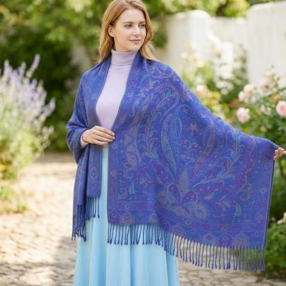 Reversible Soft Pashmina Shawl & Scarf for Women, Jacquard Brocade, Shawl, Sarong or Head Wraps