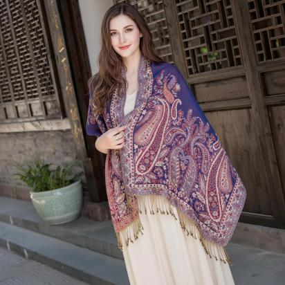 Pashmina Shawl & Scarf for Women, Jacquard Brocade, Shawl, Sarong or Head Wraps