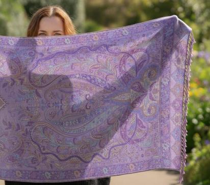 Reversible Soft Pashmina Shawl & Scarf for Women, Jacquard Brocade, Shawl, Sarong or Head Wraps
