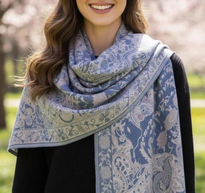 Thick & Soft Pashmina Shawl and Scarf for Women, Jacquard Brocade, Blanket Shawl, Wraps