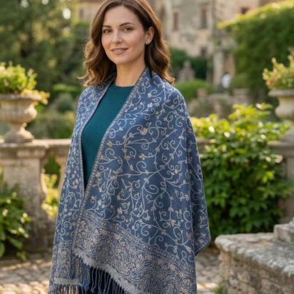 Thick & Soft Pashmina Shawl and Scarf for Women, Jacquard Brocade, Blanket Shawl