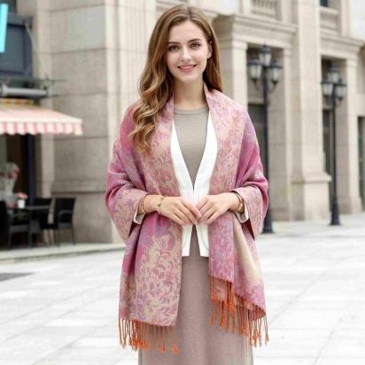 Shiny Soft Pashmina Shawl & Scarf for Women, Jacquard Brocade, Head Wraps