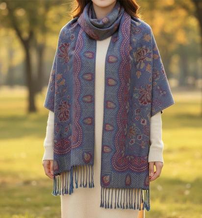 Soft Pashmina Shawl & Scarf for Women, Jacquard Brocade, Shawl, Sarong or Head Wraps