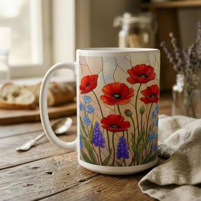 Floral Cups -  Large and Small Ceramic Mugs