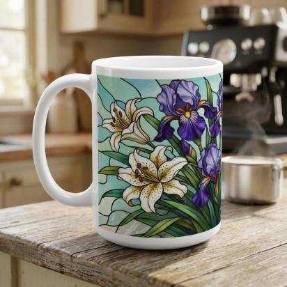 Floral Cups -  Large and Small Ceramic Mugs