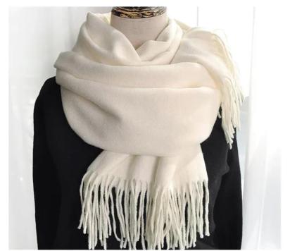 Creamy White Pashmina, Blanket Shawl - Lightweight Wide Scarf and Wrap