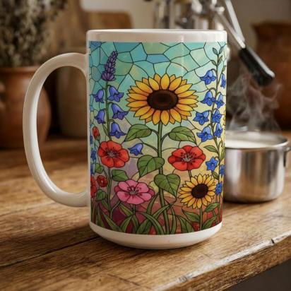 Floral Cups -  Large and Small Ceramic Mugs