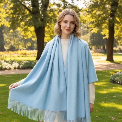 Aqua Blanket Shawl - Thick Wide Scarf - Pashmina Super Soft Wrap
