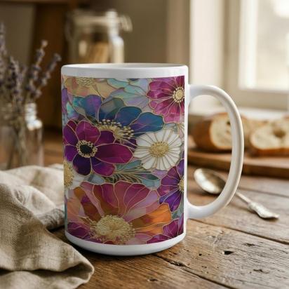 Floral Cups -  Large and Small Ceramic Mugs
