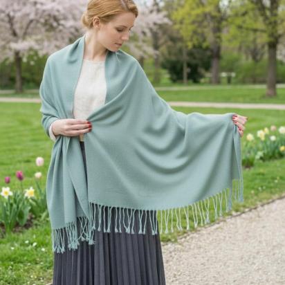 Lightweight Turquoise Pashmina, Blanket Shawl - Wide Scarf and Wrap