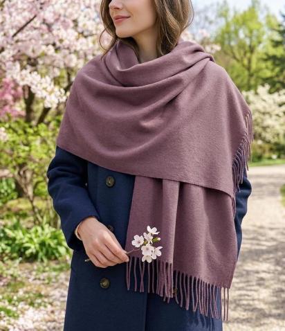 Purple Blanket Shawl - Thick Wide Scarf - Super Soft Wrap