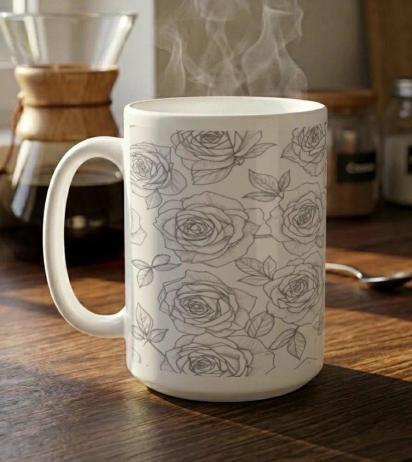 Floral Cups -  Large and Small Ceramic Mugs