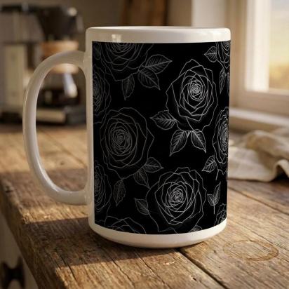 Dark Floral 15oz Ceramic Mug