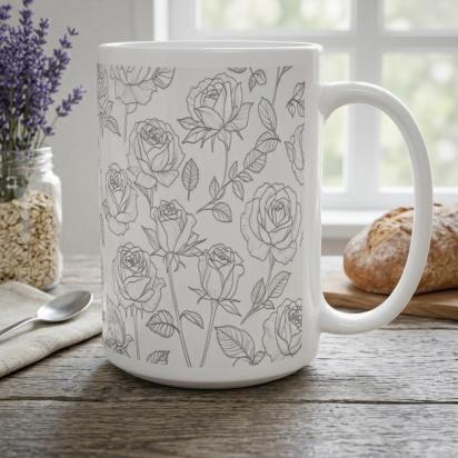 Floral Cups -  Large and Small Ceramic Mugs
