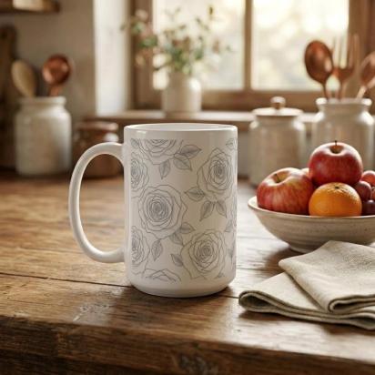 Floral Cups -  Large and Small Ceramic Mugs