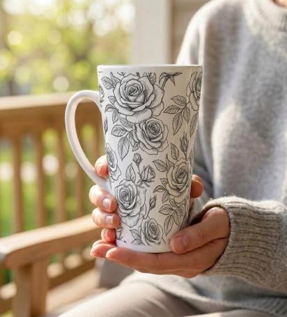 Latte 17oz Ceramic Mug - Coffee or Tea Cup, Extra Tall