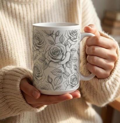 Roses - Floral Cups -  Large and Small Ceramic Mugs