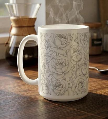 Roses - Floral Cups -  Large and Small Ceramic Mugs