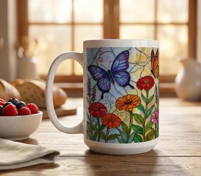 Butterfly Cups, Large and Small Mug Set