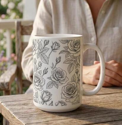 Roses - Floral Cups -  Large and Small Ceramic Mugs